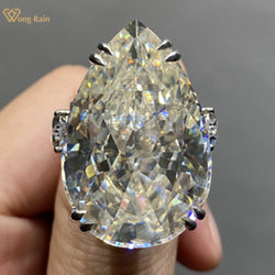 Sterling Silver Pear 20 x 30 mm, G color Cut Simulated Moissanite Gems Ring for Women