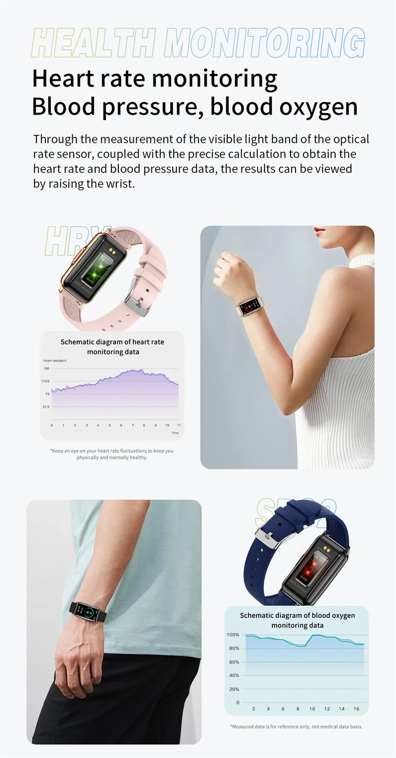 Smart Bracelet for Women & Men: Waterproof Heart Rate Blood Oxygen Monitoring Sport Smartwatch Watch