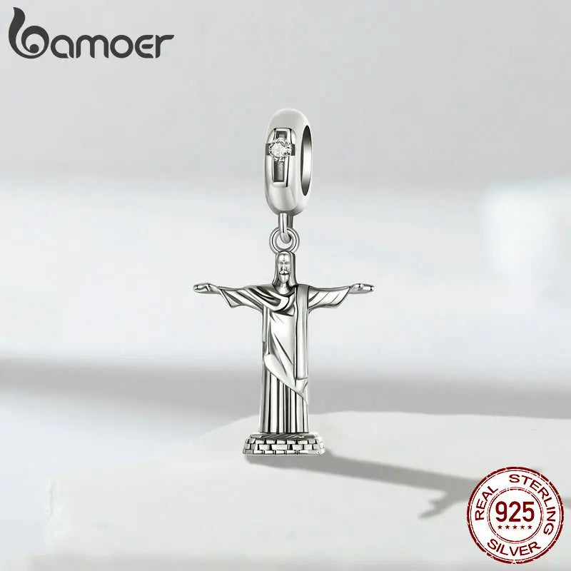 Sterling Silver Building Statue Charm Beads for Charm Bracelet, DIY Jewelry for Women