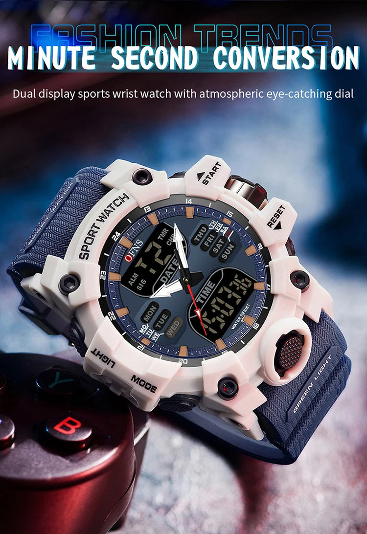 Stainless Steel Digital Quartz Chronograph Wristwatch for Men.