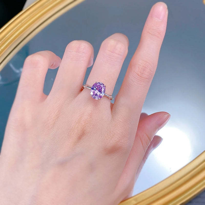 Sterling Silver Amethyst Engagement Ring for Women