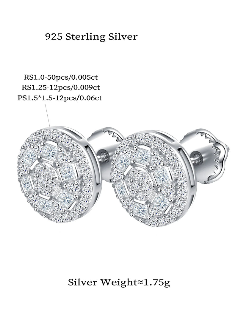 925 Sterling Silver 10mm Moissanite Round Stud Earrings for Women