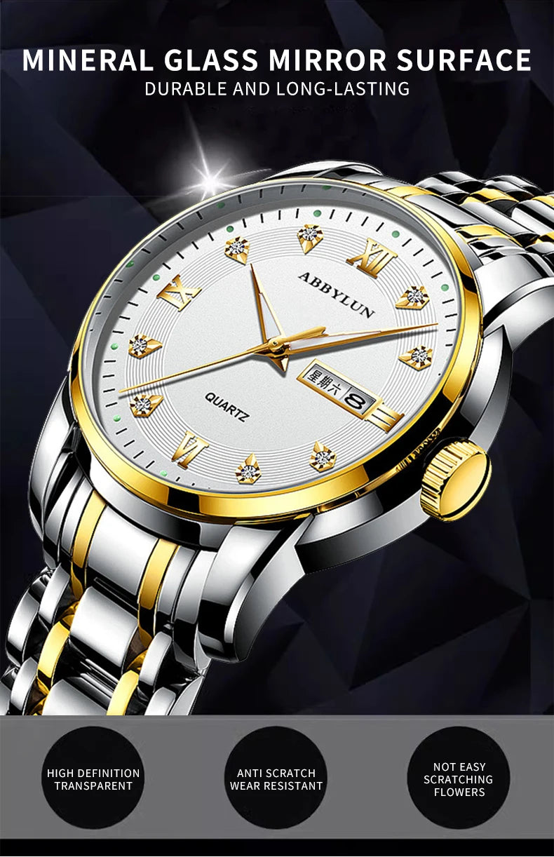 Stainless Steel Ultra Thin Quartz Watch for Men