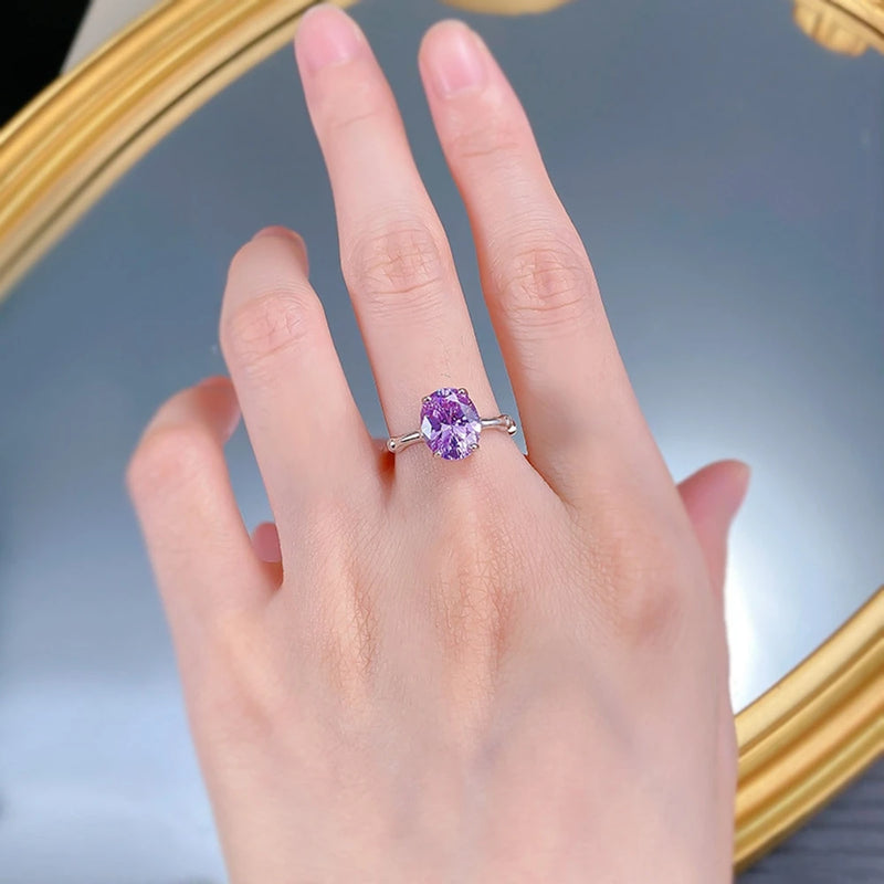 Sterling Silver Amethyst Engagement Ring for Women