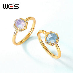 Sterling Silver Moonstone,Aquamarine Rings for Woman