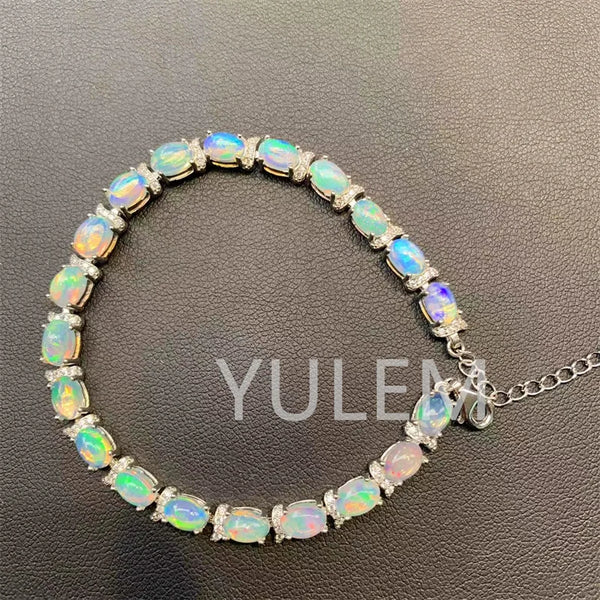 925 Silver Natural Opal Bracelet for Women