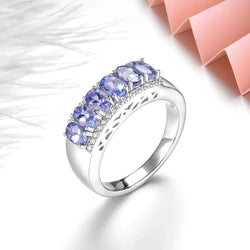 Silver Women's Ring 1.60 ctw Tanzanite Romantic Style