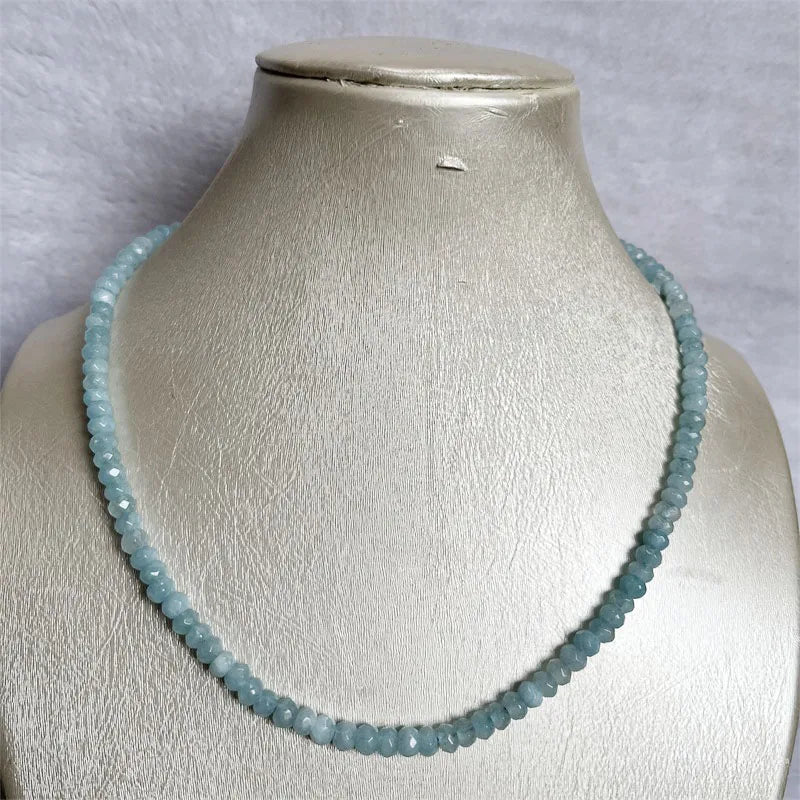 Sterling Silver Aquamarine Necklace Protection Healing Yoga for Women