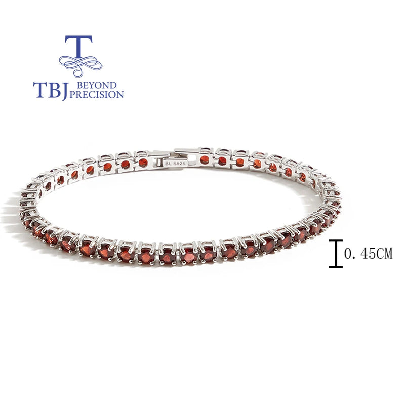 925 Sterling Silver Garnet Bracelet for Women