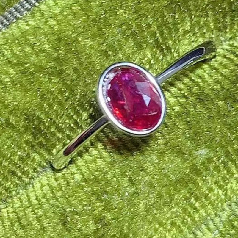 925 Sterling Silver Natural Myanmar Ruby Ring for Women