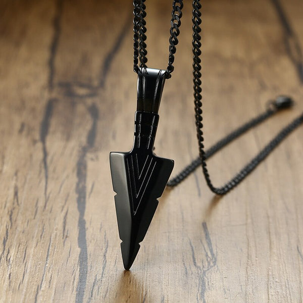 Stainless Steel Spearhead Pendant Necklace for Men.