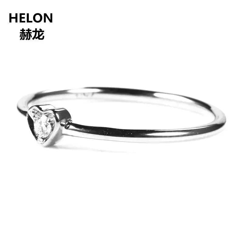 10k White Gold VS/H Natural Diamonds Heart Engagement Ring for Women