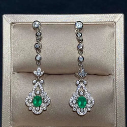 925 Sterling Silver Natural Emerald Earrings for Her