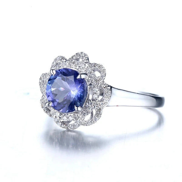 14k White Gold Tanzanite 7mm Engagement Ring for Women