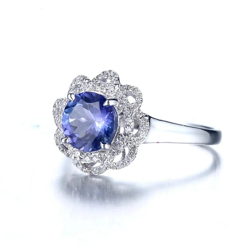 14k White Gold Tanzanite 7mm Engagement Ring for Women