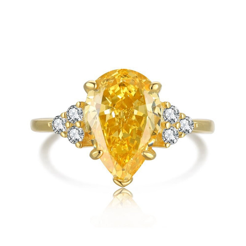 Sterling Silver Crushed Ice Cut Lab Citrine Gemstone Ring for Women