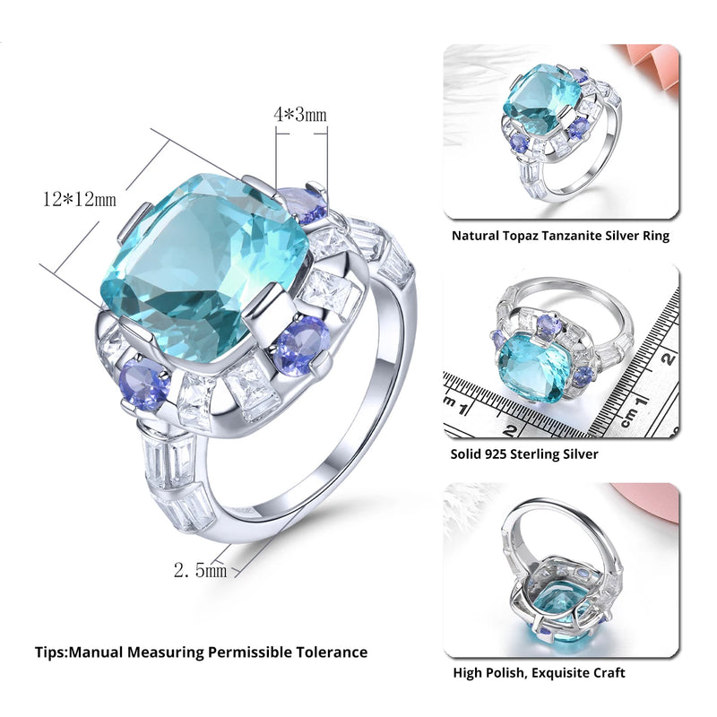 Sterling Silver 9.8ctw Topaz & Tanzanite Ring for Women