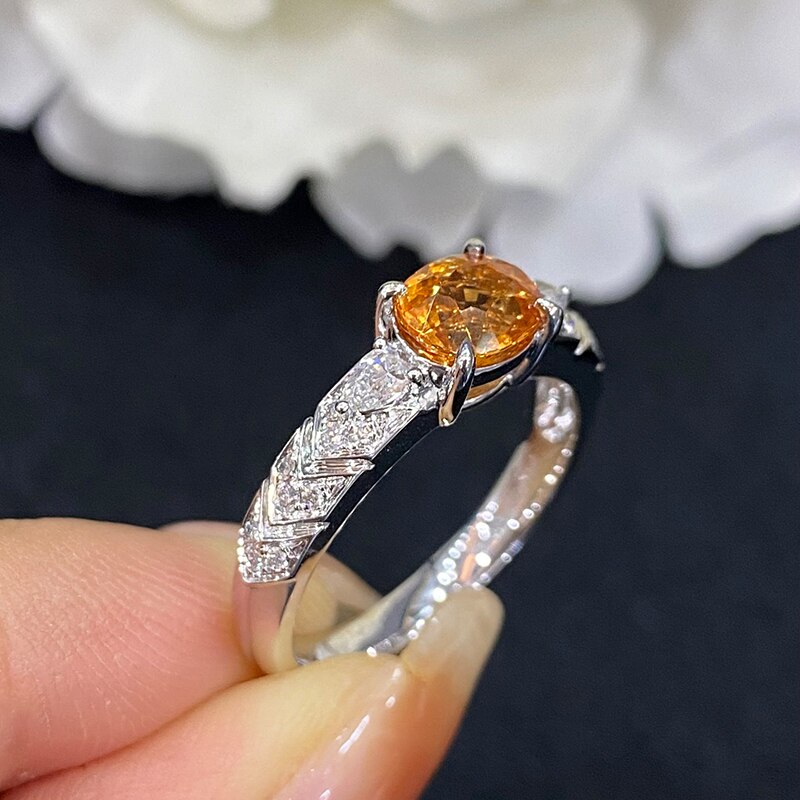18K White Gold Fanta Garnet Ring for Women