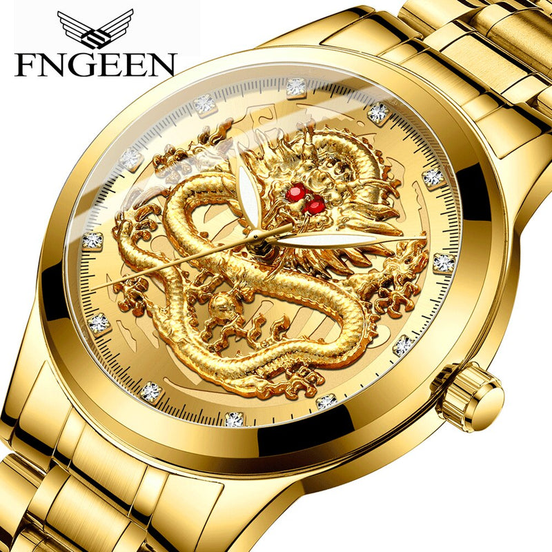 Gold Dragon Phoenix Couple Watches