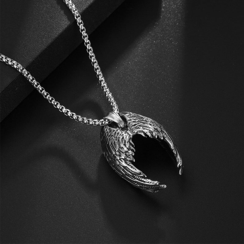 Titanium Stainless Steel Angel Wings Pendant Necklace for Men