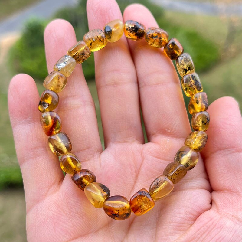 Sterling Silver Natural Amber Bracelet for Unisex