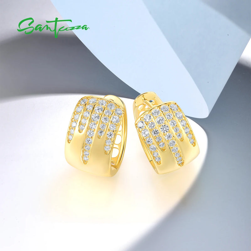 925 Sterling Silver Cubic Zircon Hoop Earrings for Women