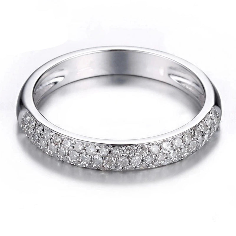 14K White Gold 0.4ctw Natural Diamond Half Eternity Engagement Ring for Women