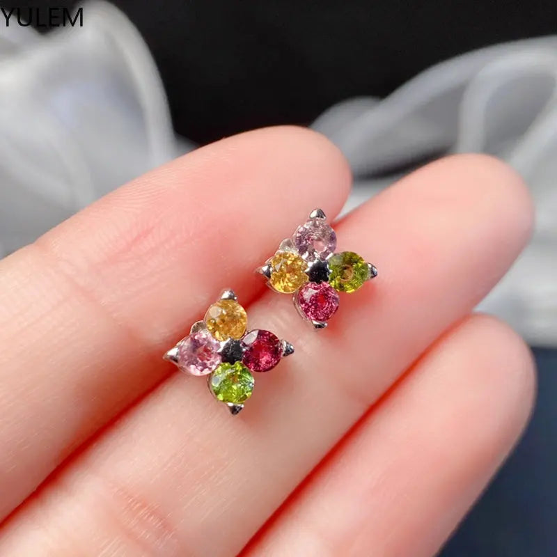 Sterling Silver Tourmaline Stud Earrings for Women