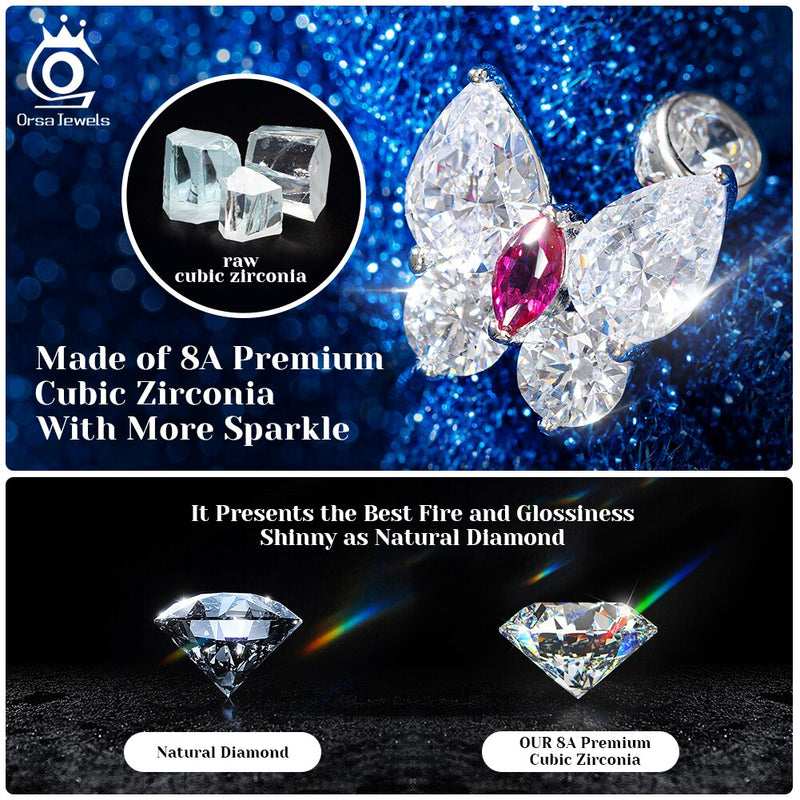 Sterling Silver Cubic Zirconia Stud Earrings for Women