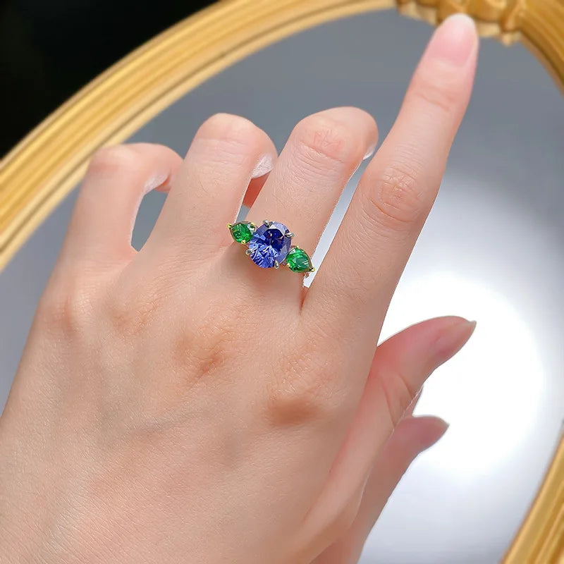 Sterling Silver Tanzanite Blue Ring for Women