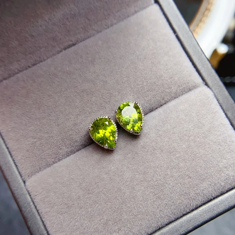 S925 Sterling Silver Olivine Studs Earrings for Women