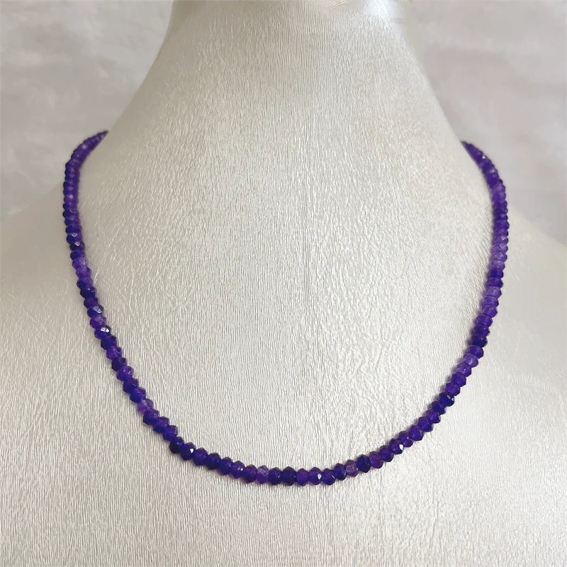 Sterling Silver Deep Purple Amethyst Choker Necklace