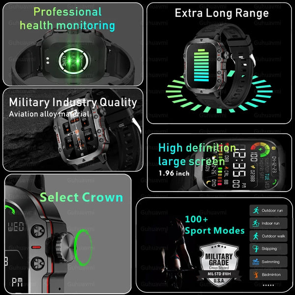 Metal Smart Watch with Heart Rate, Sports, and Bluetooth Call Features for Men