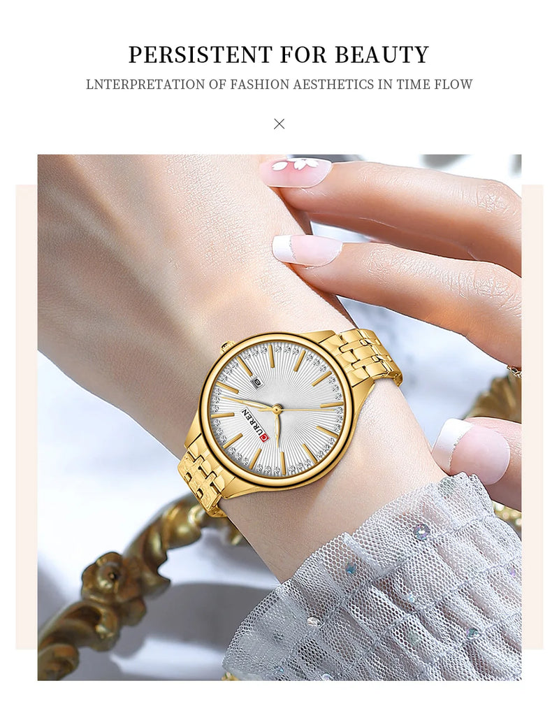 Alloy Quartz Wristwatch with Bracelet, for Women