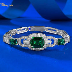 Sterling Silver Emerald Diamond Bangle for Women