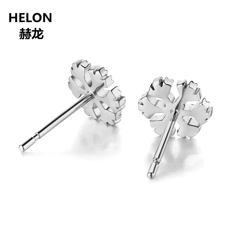 14k White Gold Natural Diamond Stud Earrings for Women