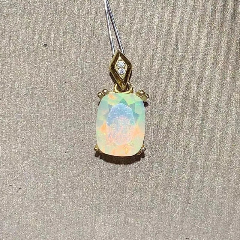 Sterling Silver Natural Opal Pendant for Women