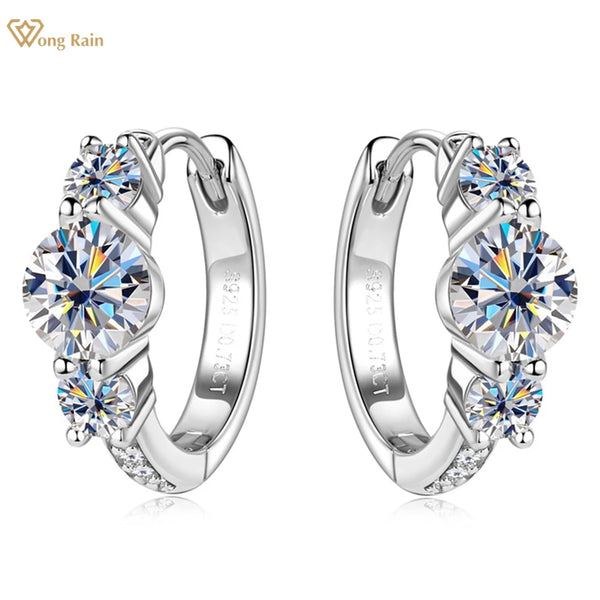 18K Gold Plated Sterling Silver VVS1 Moissanite Diamond Hoop Earrings for Women