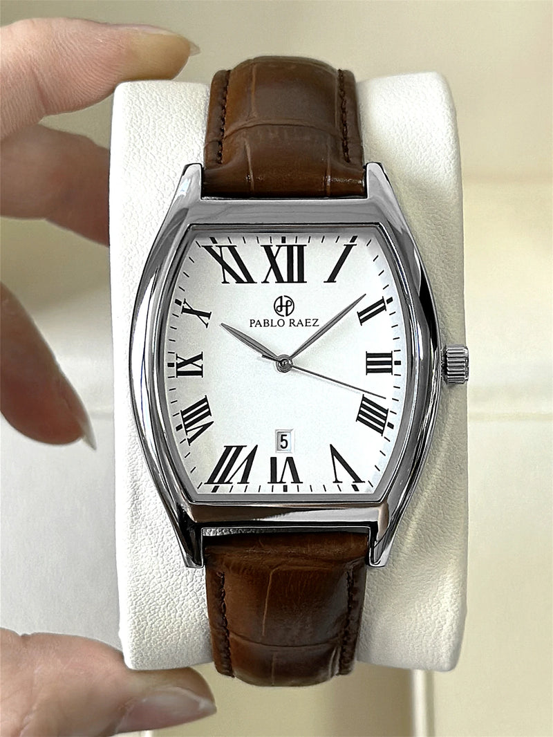 Luxury Men's Quartz Leather Watch with Waterproof Date Feature