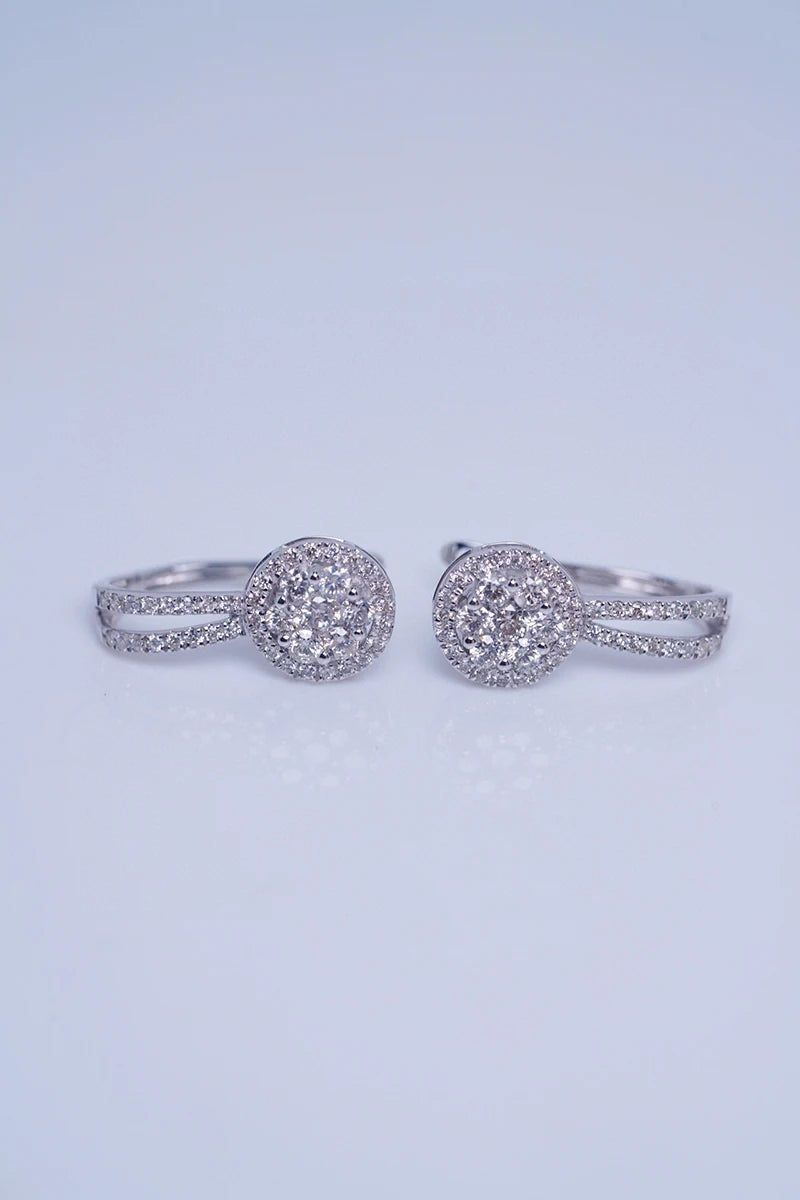 18K White Gold 1.00ctw Diamond Hoop Earrings for Women