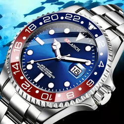 Stainless Steel Green Ghost Diver Quartz Watch with Calendar for Men