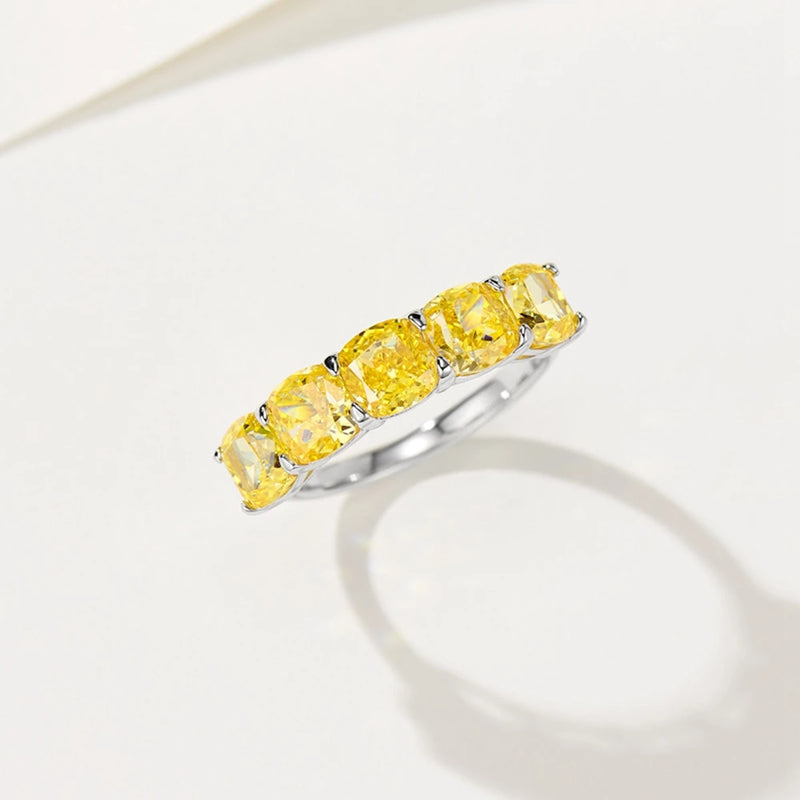 Sterling Silver Citrine Gemstone Ring with Crushed Ice Cut for Women