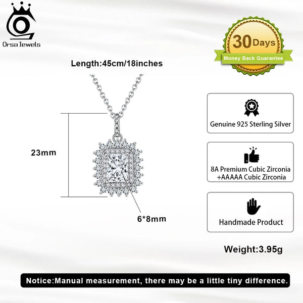 925 Sterling Silver Cubic Zirconia Pendant Necklace for Women