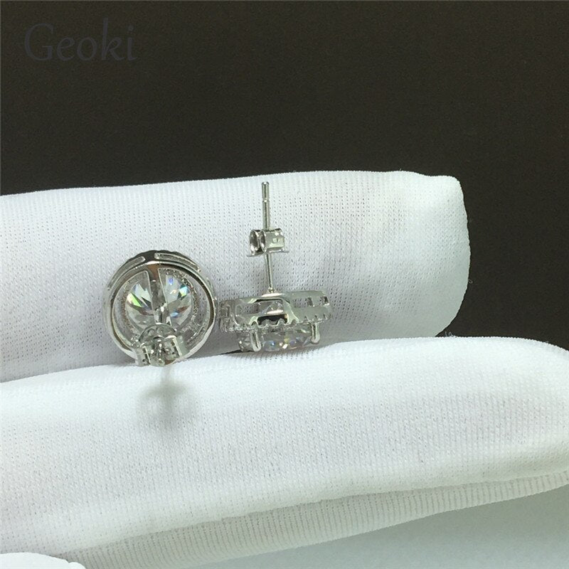 White Gold Plated 4 Carat Moissanite Round Brilliant Cut Stud Earrings for Women