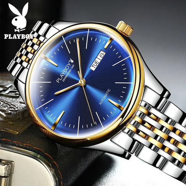 Stainless Steel Automatic Mechanical Watch with Date for Men