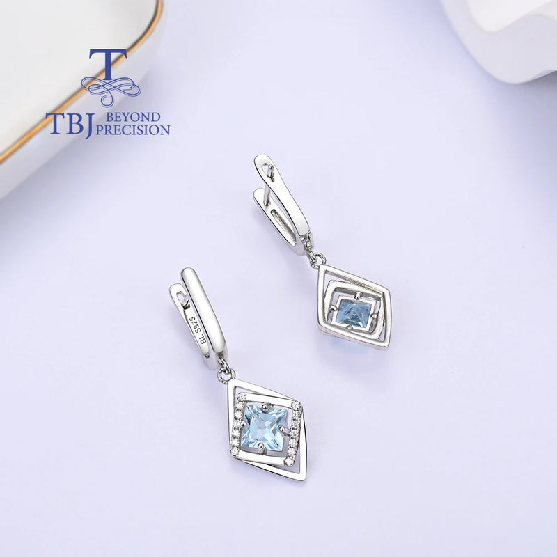 925 Sterling Silver Sky Blue Topaz Earrings for Women