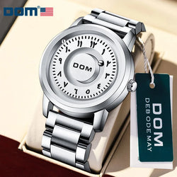 Silver Stainless Steel Scrolling Beads Quartz Watch for Men