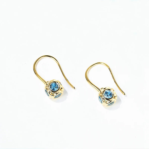 18k Yellow / White / Rose Gold Blue Topaz Earrings for Women