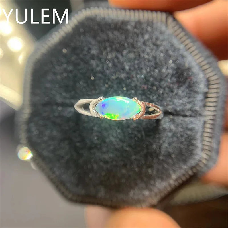 Sterling Silver Natural Opal Ring for Women