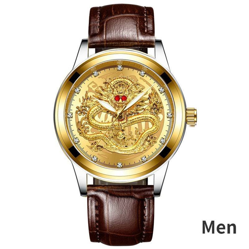 Gold Dragon Phoenix Couple Watches